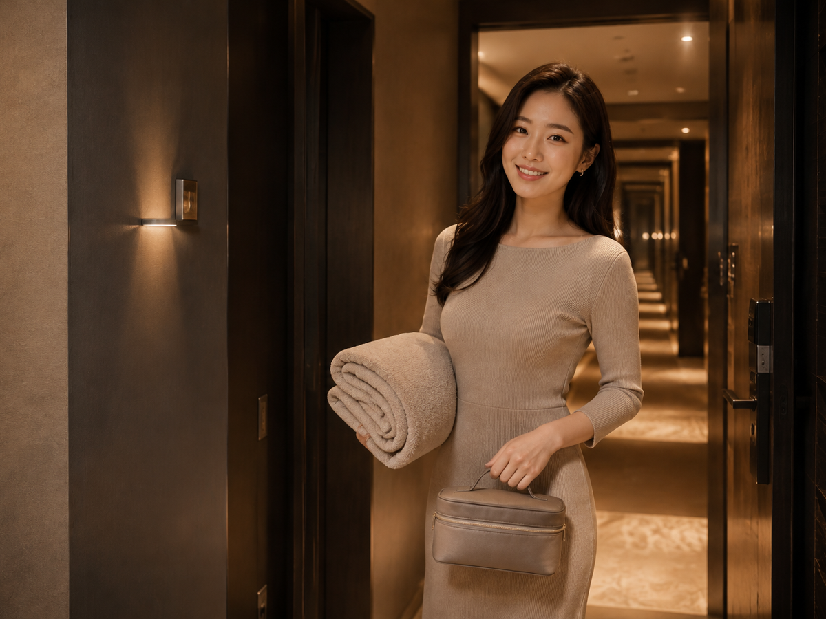 안성 공도 방문 홈케어 일정을 준비하는 젊은 성인 한국 여성 관리사